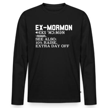 Post-Mormon Exmo - T-shirt manches longues Premium bio Homme - noir - Devant - Nico (187cm)