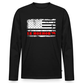 Tapir Exmo Patriotique Post-Mormon Anti-LDS - T-shirt manches longues Premium bio Homme - noir - Devant - Nico (187cm)