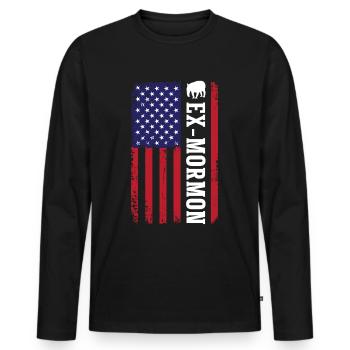 Tapir Exmo Patriotique Post-Mormon Anti-LDS - T-shirt manches longues Premium bio Homme - noir - Devant - Nico (187cm)