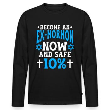 Post-Mormon Exmo - T-shirt manches longues Premium bio Homme - noir - Devant - Nico (187cm)
