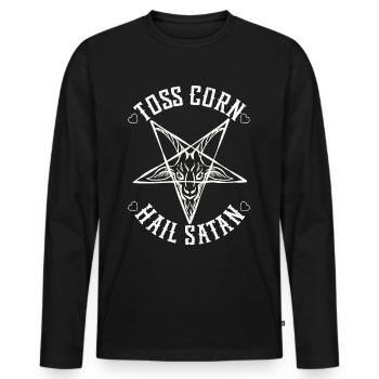 Drôle de trou de maïs Cornhole - T-shirt manches longues Premium bio Homme - noir - Devant - Nico (187cm)