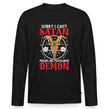 Funny Satanism - Men's Premium Organic Long Sleeve Shirt - black - Front - Nico (187cm)