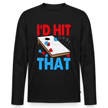 Lustiges Cornhole Corn Hole - Männer Premium Bio Langarmshirt - Schwarz - Vorne - Nico (187cm)