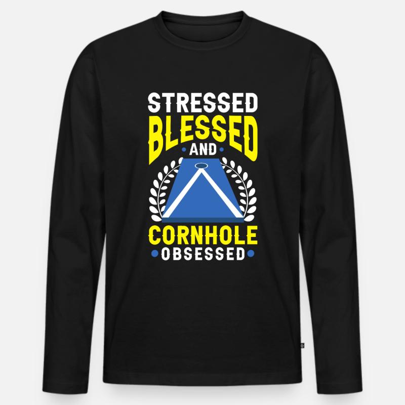 Mais-Loch - Männer Premium Bio Langarmshirt - Schwarz