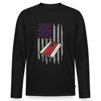 Trou de maïs patriotique - T-shirt manches longues Premium bio Homme - noir - Devant - Nico (187cm)
