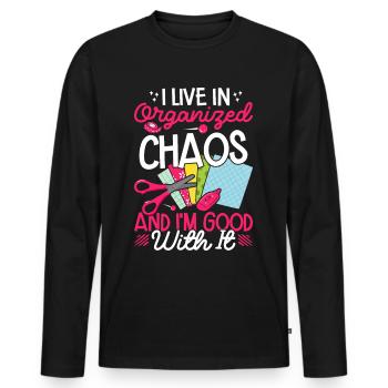 Scrapbooking Scrapbooker - T-shirt manches longues Premium bio Homme - noir - Devant - Nico (187cm)