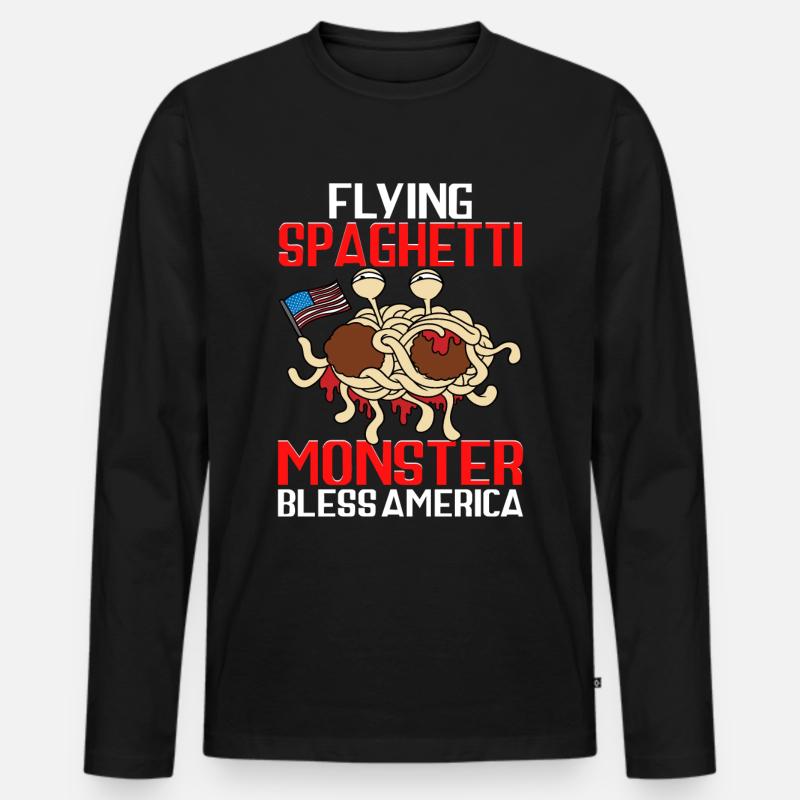 FSM Pastafarian - Männer Premium Bio Langarmshirt - Schwarz