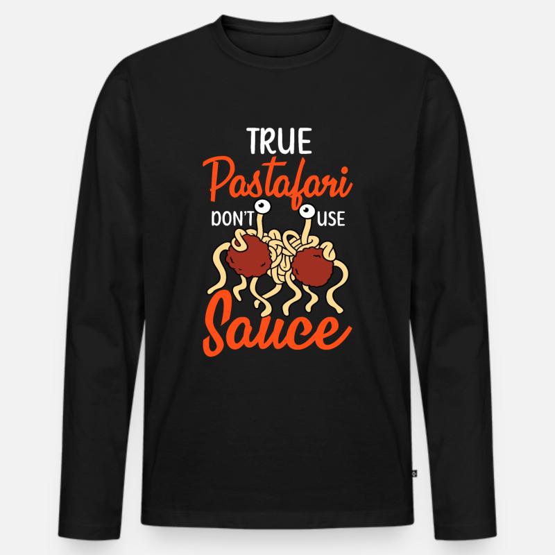 Fliegendes Spaghettimonster FSM - Männer Premium Bio Langarmshirt - Schwarz