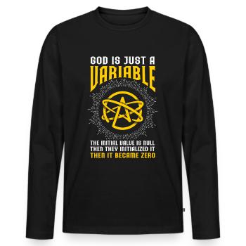 Atheist Atheism - Men's Premium Organic Long Sleeve Shirt - black - Front - Nico (187cm)