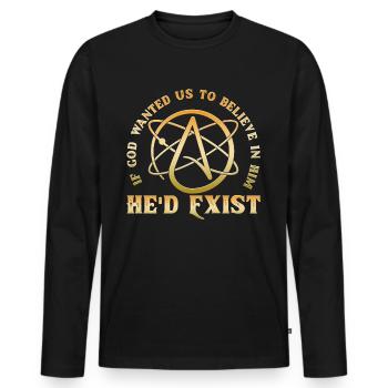 Atheist Atheism - Men's Premium Organic Long Sleeve Shirt - black - Front - Nico (187cm)
