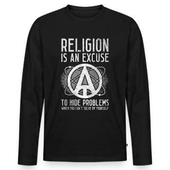 Atheist Atheism - Men's Premium Organic Long Sleeve Shirt - black - Front - Nico (187cm)