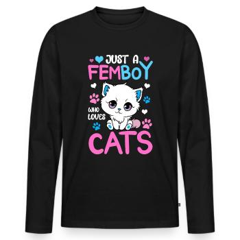 Cross Dressing - Männer Premium Bio Langarmshirt - Schwarz - Vorne - Nico (187cm)