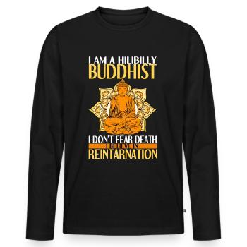 Bouddhisme Bouddha - T-shirt manches longues Premium bio Homme - noir - Devant - Nico (187cm)