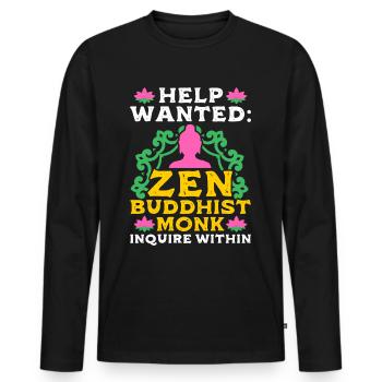 Bouddhisme Bouddha - T-shirt manches longues Premium bio Homme - noir - Devant - Nico (187cm)