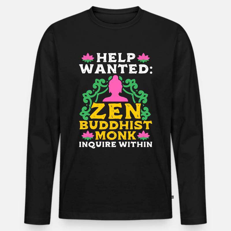 Buddhismus Buddha - Männer Premium Bio Langarmshirt - Schwarz