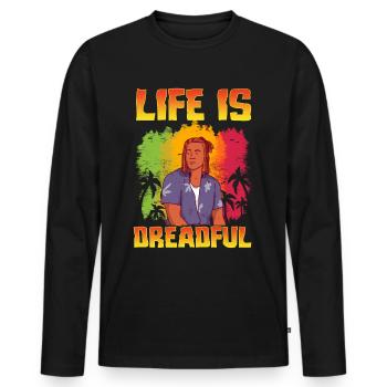 Rastafari Rastafarian Rasta - T-shirt manches longues Premium bio Homme - noir - Devant - Nico (187cm)