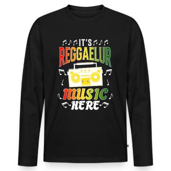 Reggae Rastafari Jamaïque - T-shirt manches longues Premium bio Homme - noir - Devant - Nico (187cm)