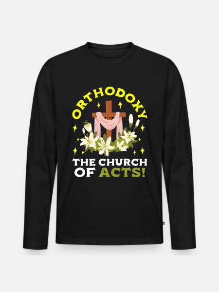Orthodox - Men's Premium Organic Long Sleeve Shirt - black