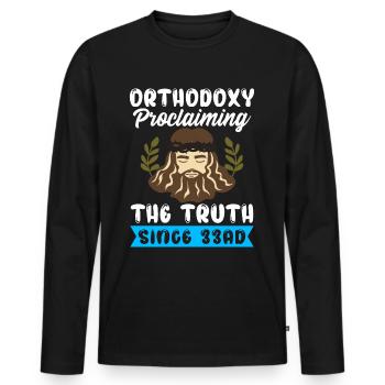 Orthodoxe - T-shirt manches longues Premium bio Homme - noir - Devant - Nico (187cm)