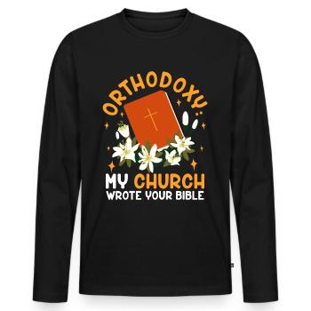 Orthodoxe - T-shirt manches longues Premium bio Homme - noir - Devant - Nico (187cm)