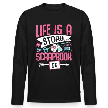 Scrapbooking Scrapbooker - T-shirt manches longues Premium bio Homme - noir - Devant - Nico (187cm)