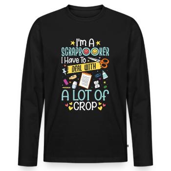 Scrapbooking - T-shirt manches longues Premium bio Homme - noir - Devant - Nico (187cm)