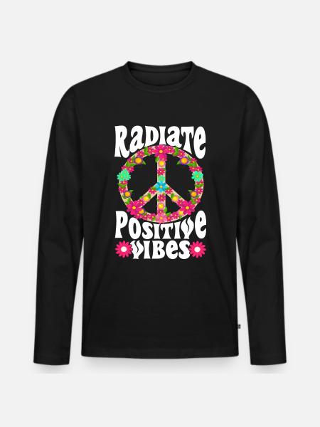 Hippie Be Kind Kindness Peace - T-shirt manches longues Premium bio Homme - noir