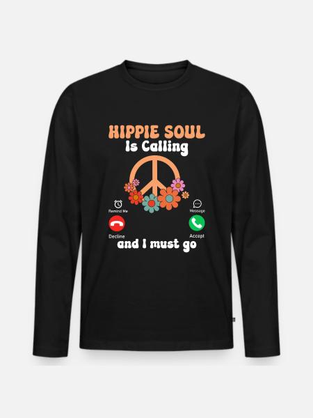 Funny hippie peace - Men's Premium Organic Long Sleeve Shirt - black