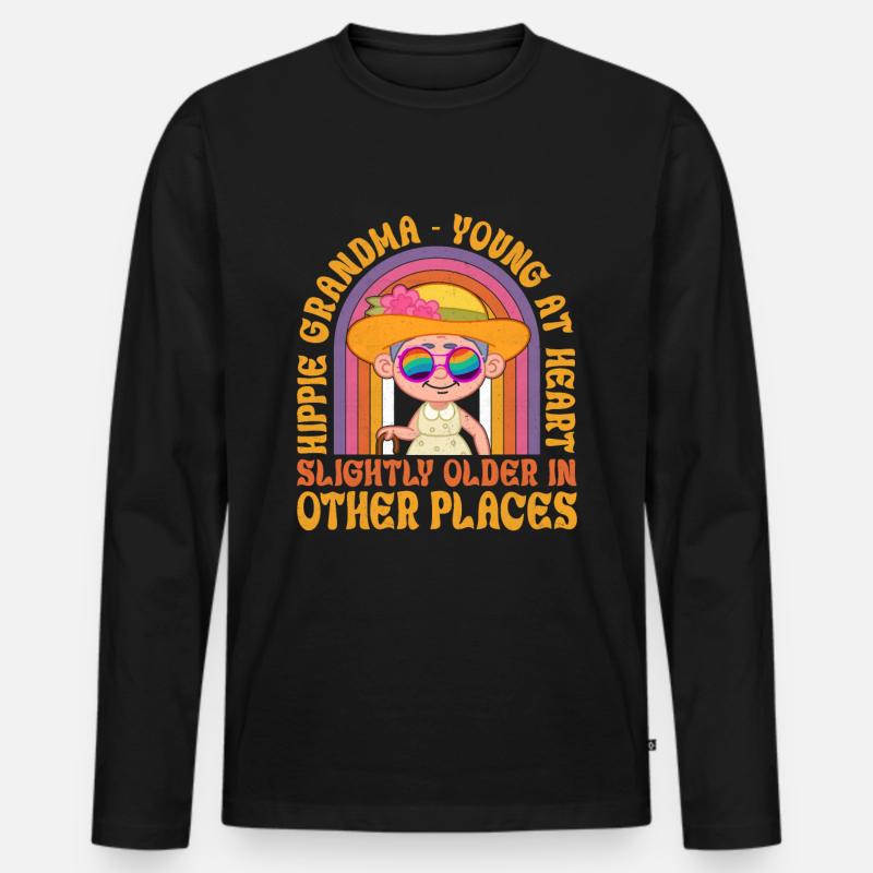 Lustiger Hippie Groovy - Männer Premium Bio Langarmshirt - Schwarz