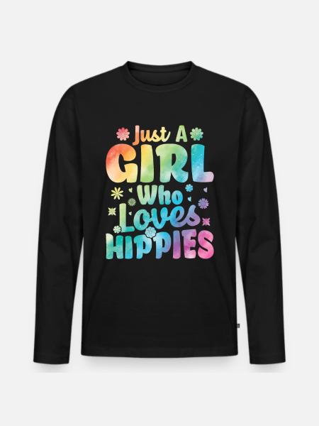 Peace Tie Dyeing Groovy - Men's Premium Organic Long Sleeve Shirt - black