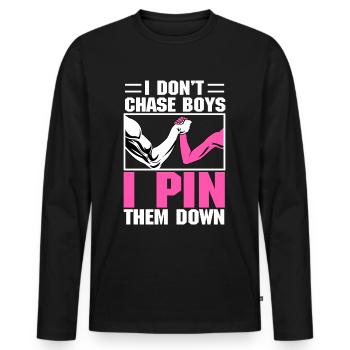Arm wrestling arm wrestler - Men's Premium Organic Long Sleeve Shirt - black - Front - Nico (187cm)