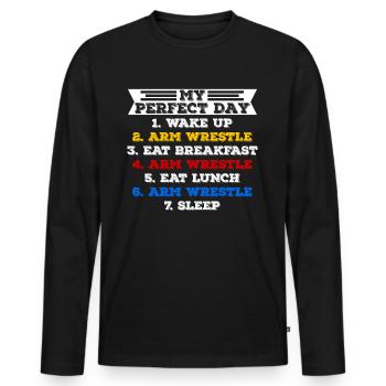 Arm wrestling arm wrestler - Men's Premium Organic Long Sleeve Shirt - black - Front - Nico (187cm)