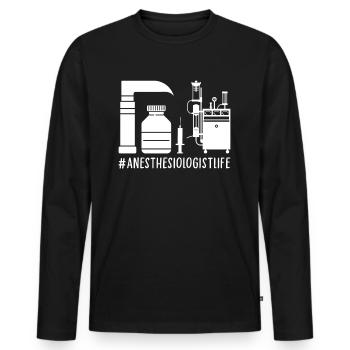 Anesthésiste Anesthésiologie - T-shirt manches longues Premium bio Homme - noir - Devant - Nico (187cm)