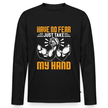 Arm wrestling arm wrestler - Men's Premium Organic Long Sleeve Shirt - black - Front - Nico (187cm)