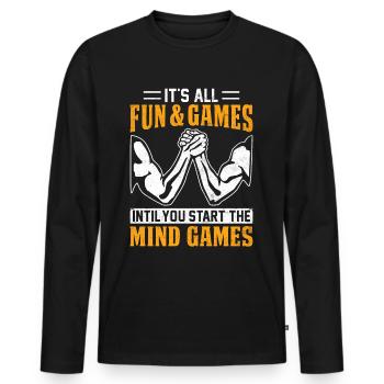 Arm wrestling arm wrestler - Men's Premium Organic Long Sleeve Shirt - black - Front - Nico (187cm)