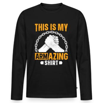 Arm wrestling arm wrestler - Men's Premium Organic Long Sleeve Shirt - black - Front - Nico (187cm)