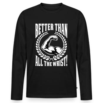 Arm wrestling arm wrestler - Men's Premium Organic Long Sleeve Shirt - black - Front - Nico (187cm)