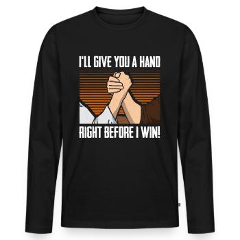 Arm wrestling arm wrestler - Men's Premium Organic Long Sleeve Shirt - black - Front - Nico (187cm)