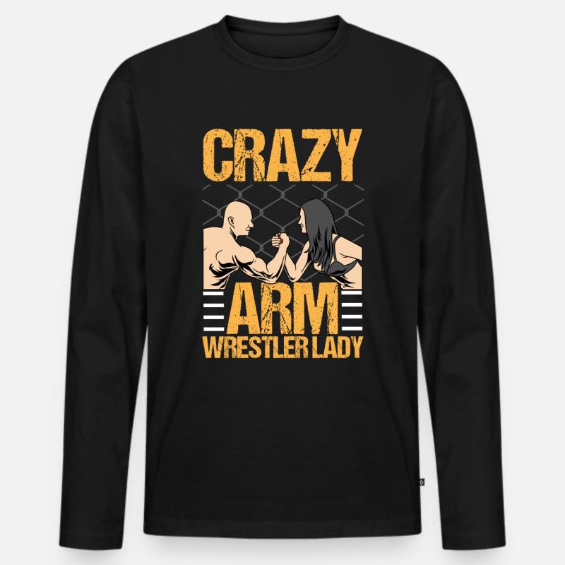 Armdrücken - Männer Premium Bio Langarmshirt - Schwarz