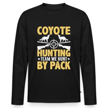 Coyote Hunter Yote - Men's Premium Organic Long Sleeve Shirt - black - Front - Nico (187cm)