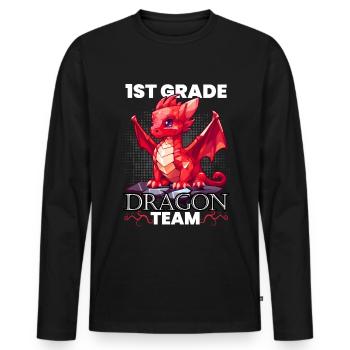 Inscription Dragon Team Première Classe - T-shirt manches longues Premium bio Homme - noir - Devant - Nico (187cm)