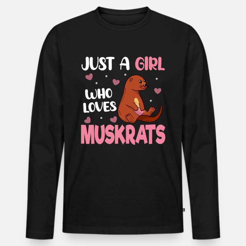 Retro Bisamratte - Männer Premium Bio Langarmshirt - Schwarz