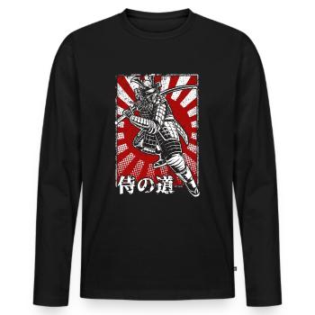 Samurai Stempel Japanische Kunst Krieger - Männer Premium Bio Langarmshirt - Schwarz - Vorne - Nico (187cm)