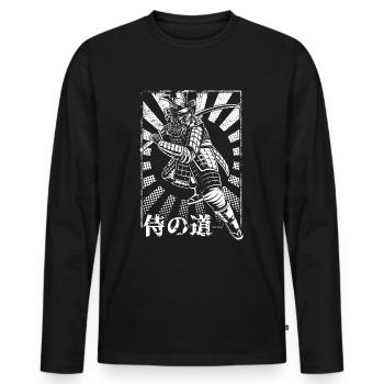 Samurai Stempel Japanische Kunst Krieger - Männer Premium Bio Langarmshirt - Schwarz - Vorne - Nico (187cm)