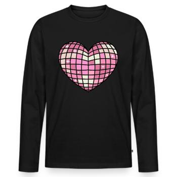 Dänische Pastell-Ästhetik Herz Disco Ball - Männer Premium Bio Langarmshirt - Schwarz - Vorne - Nico (187cm)