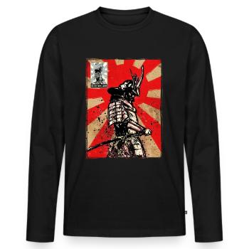 Samurai Stempel Japanische Kunst Krieger - Männer Premium Bio Langarmshirt - Schwarz - Vorne - Nico (187cm)