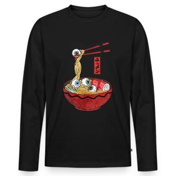 Weirdcore Ästhetische Japanische Ramen Augäpfel - Männer Premium Bio Langarmshirt - Schwarz - Vorne - Nico (187cm)