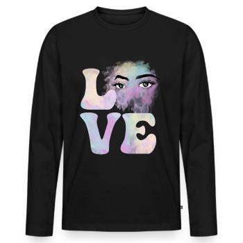 Cosmetologist Cosmetology Makeup Eyelashes - Men's Premium Organic Long Sleeve Shirt - black - Front - Nico (187cm)