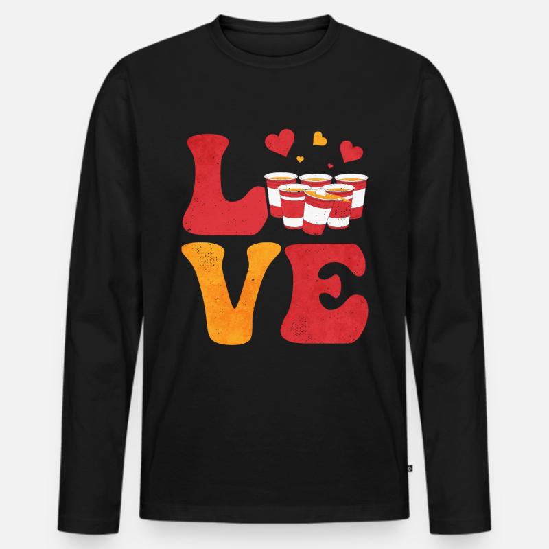 Bier-Pong-Trinkspiel Rote Becher - Männer Premium Bio Langarmshirt - Schwarz