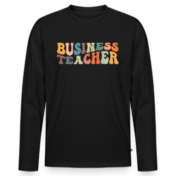 Groovy Professeur de commerce - T-shirt manches longues Premium bio Homme - noir - Devant - Nico (187cm)